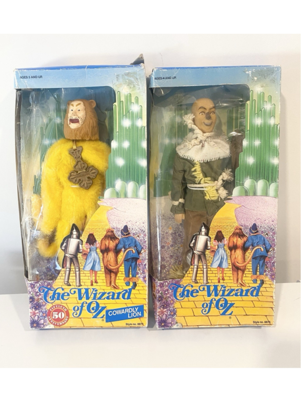 Vintage 1989 Wizard of Oz Cowardly Lion Scarecrow Dolls Multi Toys Boxed Lot